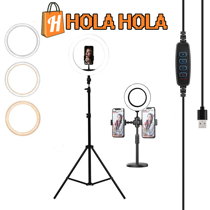Đèn led livestream 26cm 33cm 45cm 3 chế độ đèn và nhiều loại chân đế giá đỡ