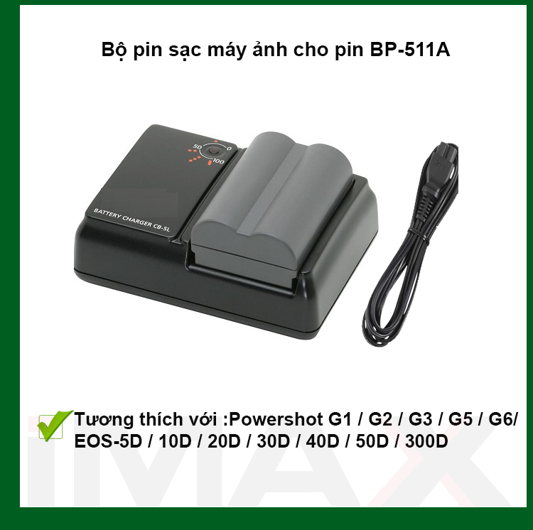 Bộ 1 pin + 1 sạc máy ảnh cho pin bp-511a