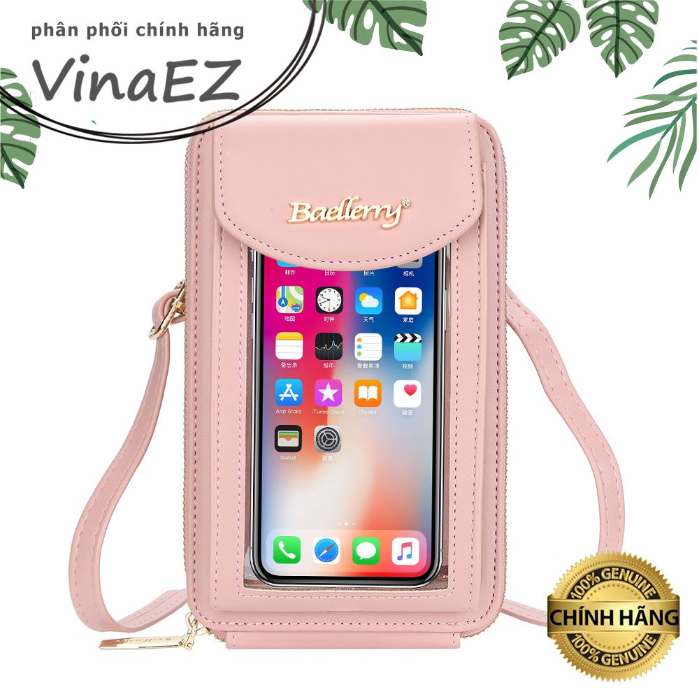 [FREESHIP] bóp ví đeo chéo nữ Baellerry  chất da cao cấp ngăn đựng điện thoại trong suốt với khe cắm dây sạc pin, sử dụng điện thoại không cần lấy ra - N5015