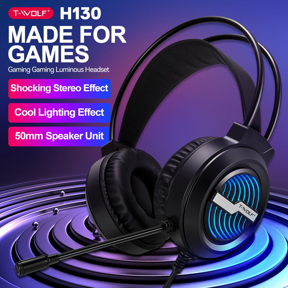 Headphone gaming 5.1 twolf h130 , cổng giao tiếp 3.5 , có led , mic