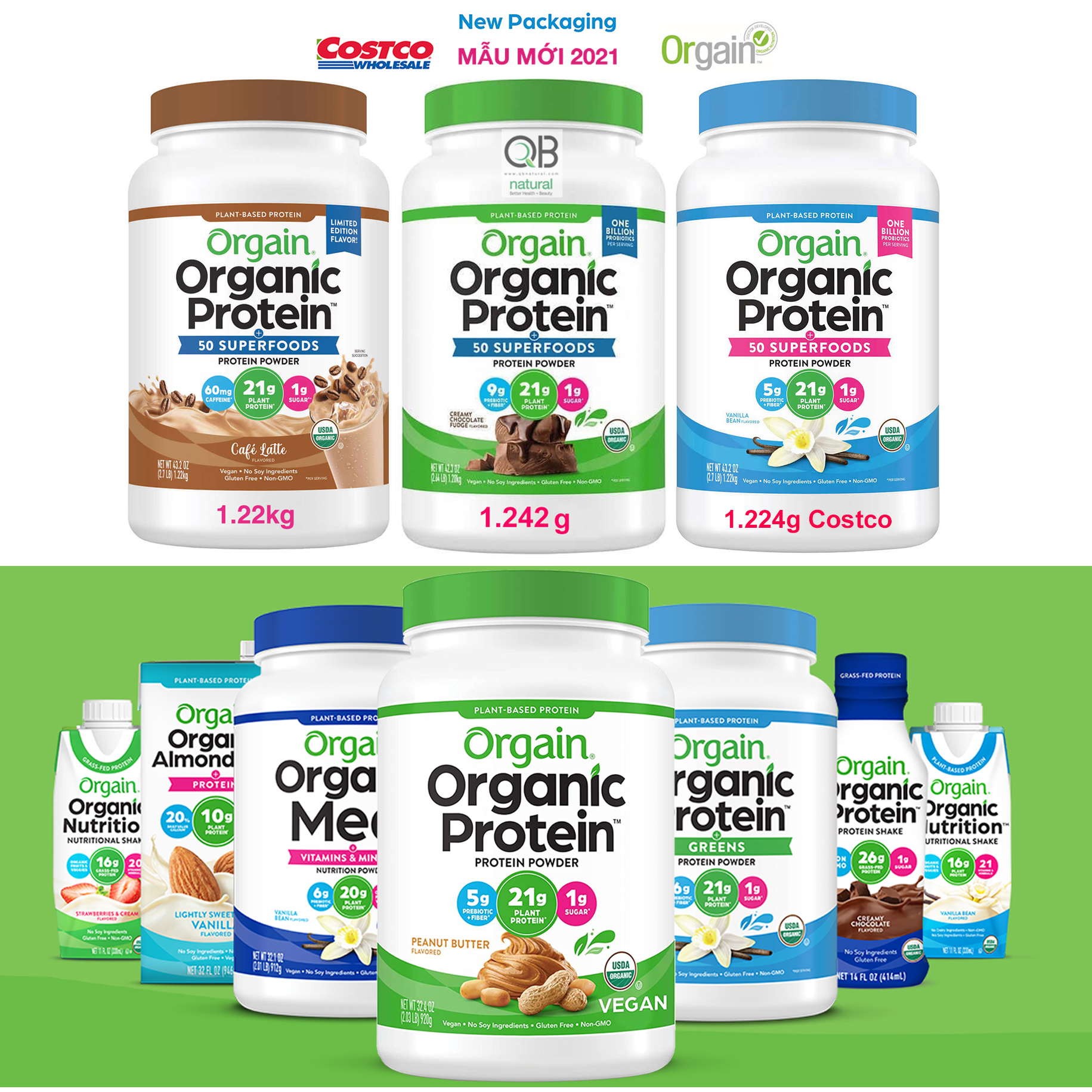 [HCM][Gym / Keto/ Vegan / Low Carb] Bột Đạm Dinh Dưỡng Protein Powder Organic - Orgain Protein Mỹ  Dành cho người ăn kiêng chay giảm cân