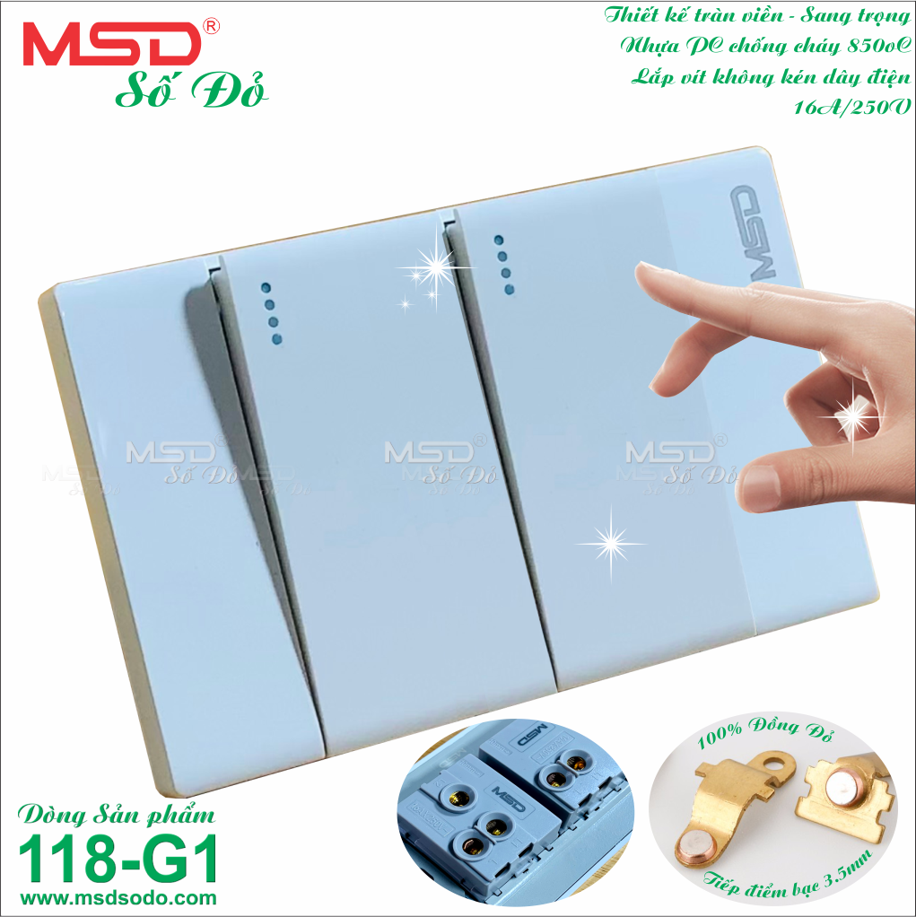CÔNG TẮC CẦU THANG + C.TẮC ĐƠN - 118G1-MSD-B16