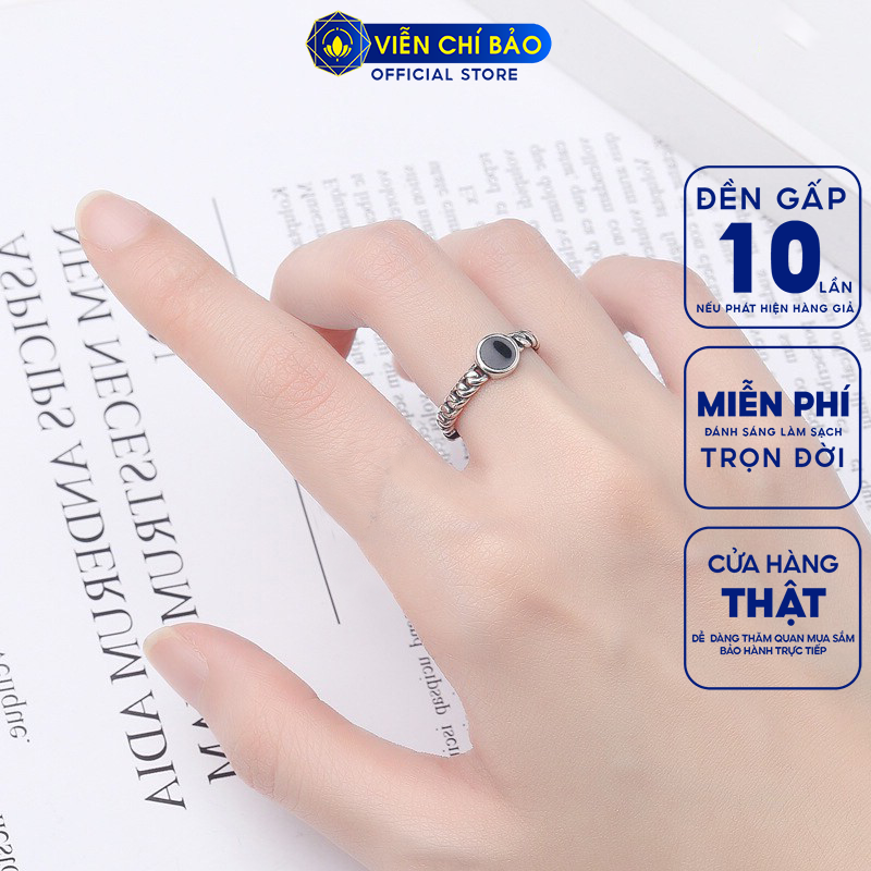 Nhẫn bạc nữ Black chất liệu bạc Thái S925 thời trang phụ kiện trang sức nữ cá tính Viễn Chí Bảo N000166