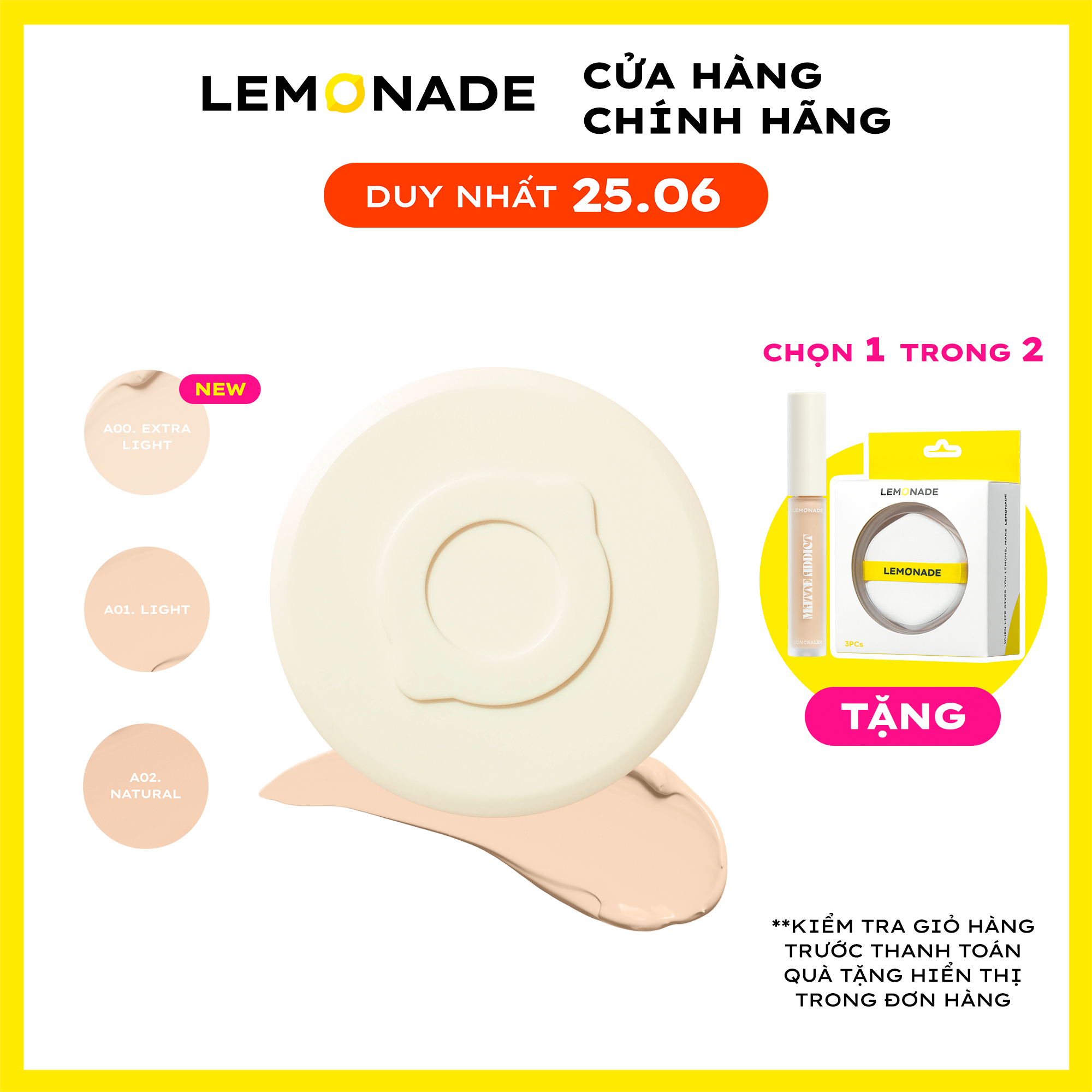 [FLASHSALE] Phấn nước mịn lì dành cho da khô và da thường Lemonade Matte Addict Cushion 15g