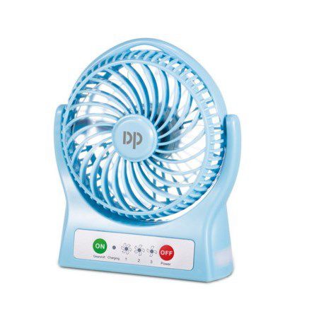 Quạt sạc đa năng siêu mát dp - 7605 - 3 tốc độ có led - tặng kèm 2 pin theo hãng