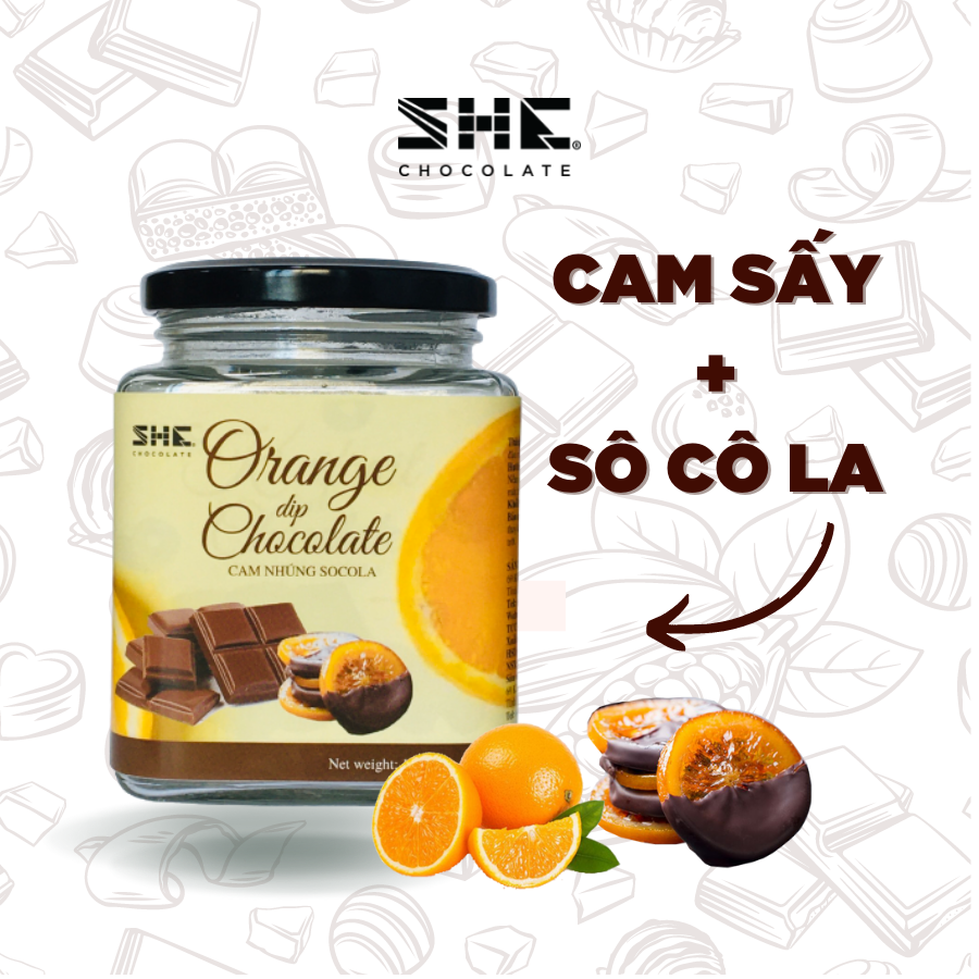 Cam nhúng Socola - vị Cam và Socola - SHE Chocolate - Trái cây nhúng