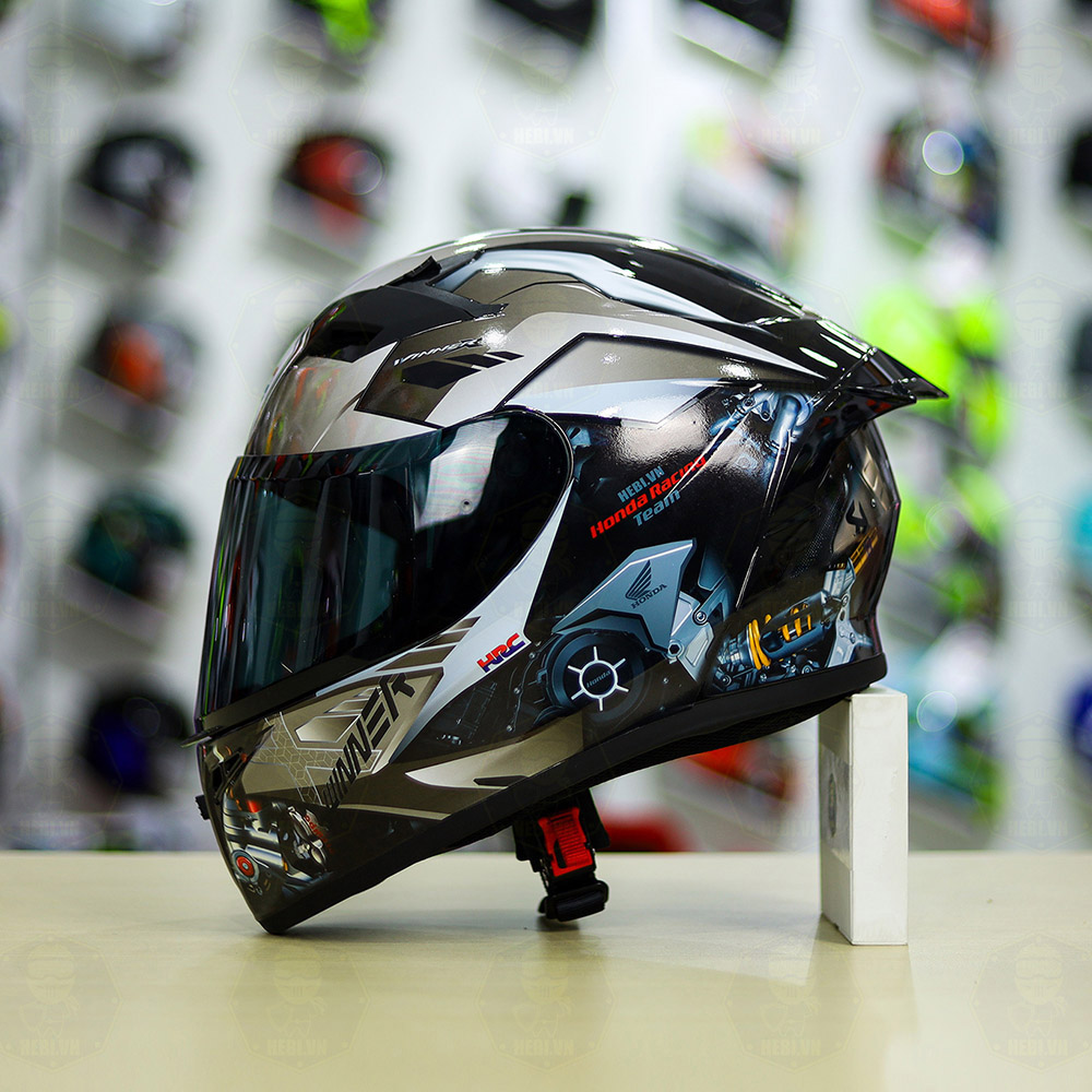 Mũ bảo hiểm fullface yohe 978 plus lên tem decal winner xám - helmets 4u