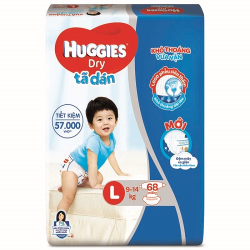 TÃ DÁN HUGGIES L68 CHO BÉ 9-14KG