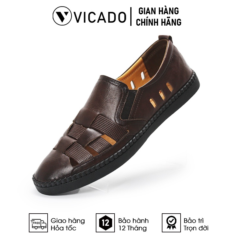 Giày lười nam công sở da bò cao cấp Vicado VO1111 màu nâu
