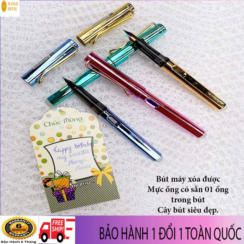 Bút máy xóa được ngòi trơn- Mực xóa được, sạch sẽ, không lem, thuận tiện cho bé làm bài tập, sử dụng được cả mực thường và mực xóa- Tặng kèm 01 ống mực xóa được- Mango House shop- bút máy, viết máy, bút máy học sinh, bút bi