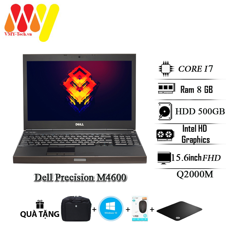 Laptop Dell Precision M4600, Core i7-2720QM, Ram 8GB, HDD 500GB, VGA Q2000M, 15.6inch Full HD, tặng chuột không dây, tấm lót chuột, cặp laptop cao cấp