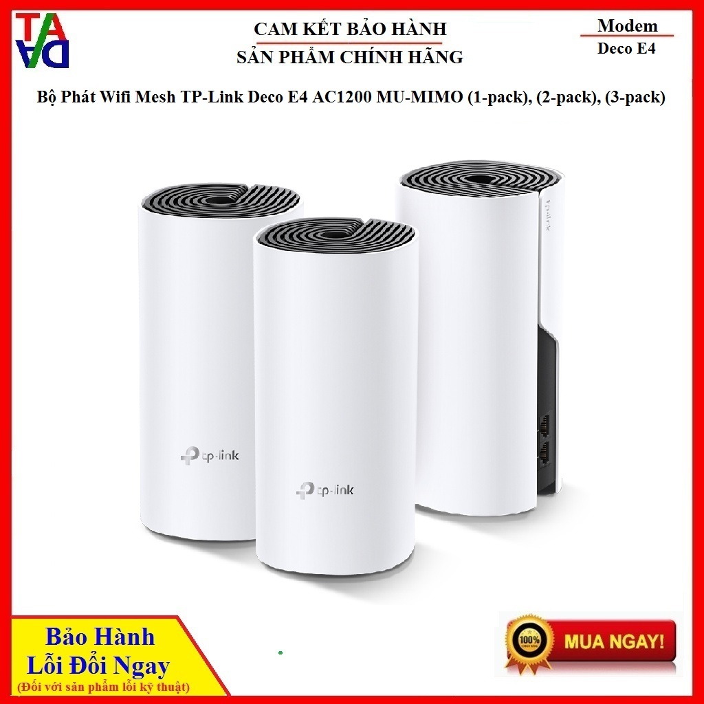 Bộ phát wifi mesh tp-link deco e4 ac1200 mu-mimo - hàng chính hãng - bảo hành 24 tháng 1 đổi 1