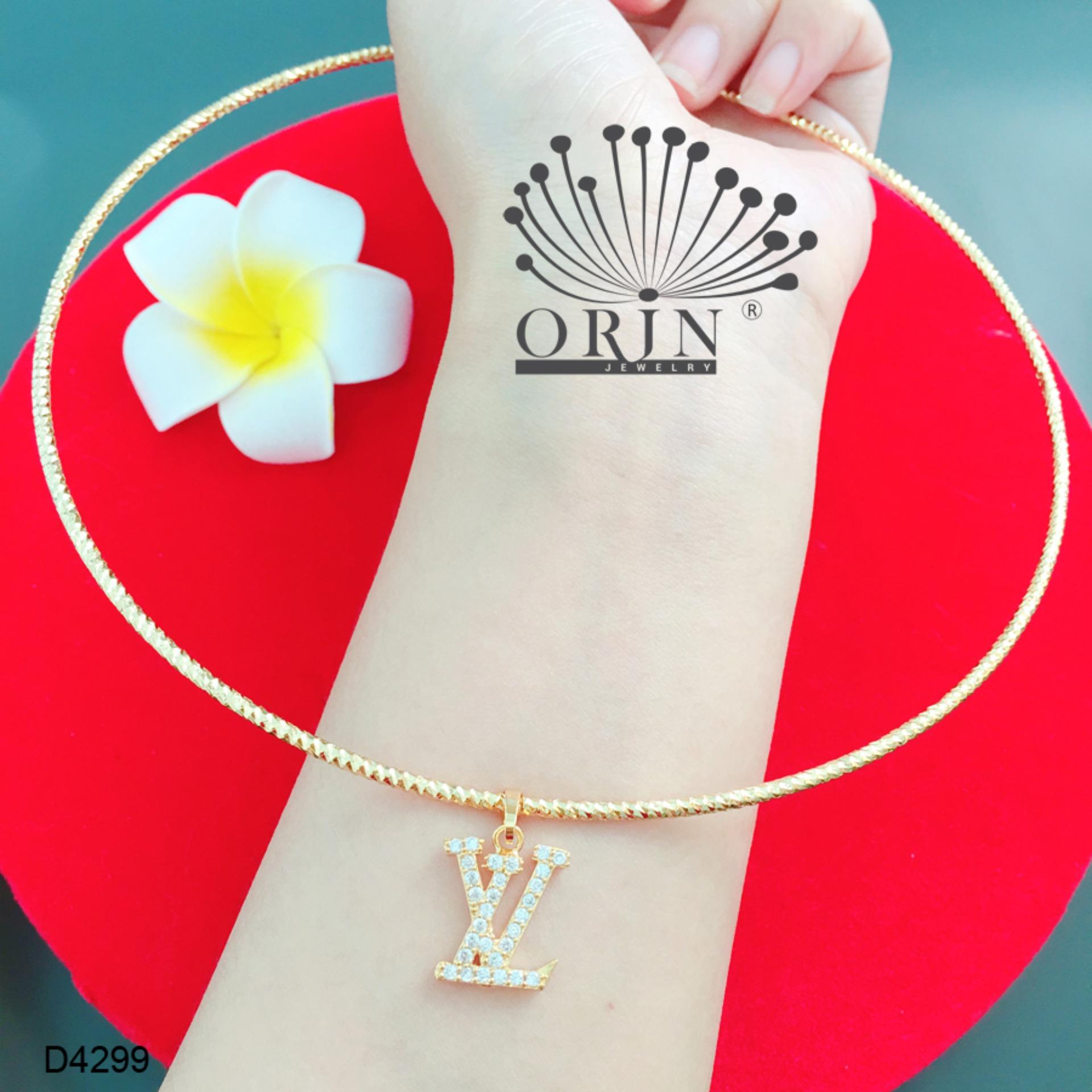Kiềng cổ dạng nhuyễn bền màu mặt chữ X và L tiny đính đá thiết kế cao cấp Orin D4299 - Long Tien