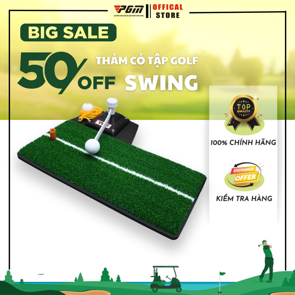 Thảm tập golf, thảm tập swing, thảm golf mat, pgm, thảm tập golf kết hợp dây giữ bóng và trục phản hồi