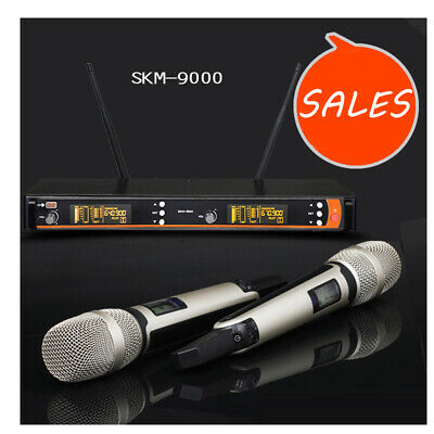 Micro không dây skm 9000, skm9000 với 2 mic cầm tay dynamic cardioid cho màn trình diễn dj chuyên nghiệp.