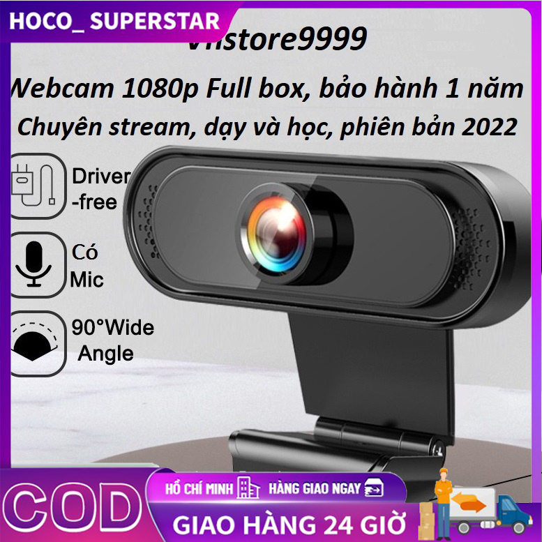 HOWebcam máy tính full HD 1080p cực nét có Mic dùng cho máy tính laptop full box và phụ kiện bảo hành