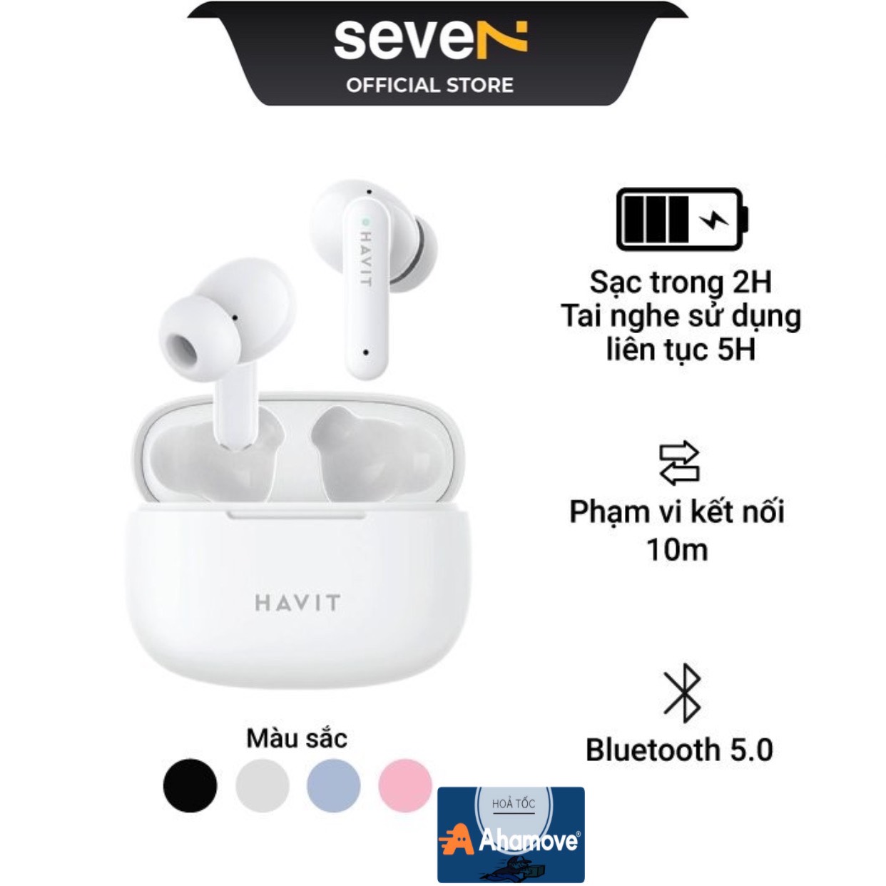 Tai Nghe Bluetooth TWS HAVIT TW967 BT 5.0, Thiết Kế Công Thái Học, Driver 10mm, Nghe Nhạc Đến 5H - Chính Hãng BH 12 Tháng - SEVE7