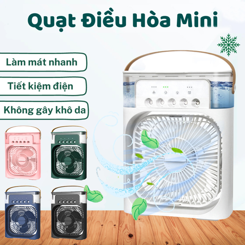 Quạt điều hòa mini để bàn, quạt hơi nước siêu mát, làm mát không khí, quạt điều hòa mini 3 tốc độ, dung tích 600ml