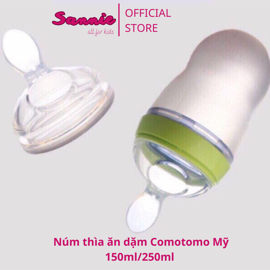 Núm thìa ăn dặm Comotomo Mỹ 150ml/250ml siêu mềm