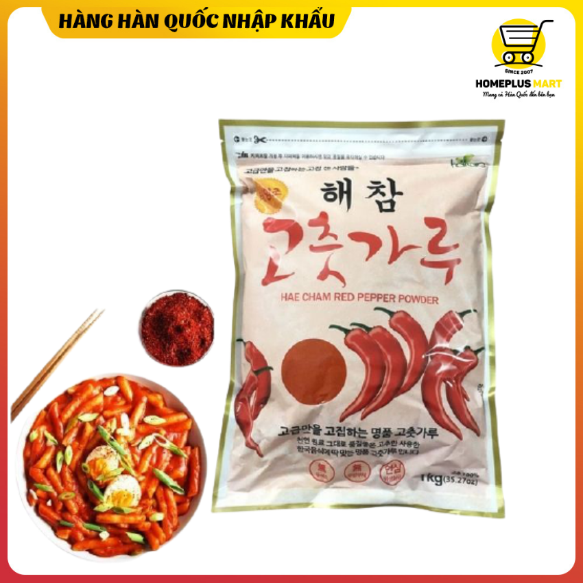 Ớt bột Hàn Quốc, hiệu Heacham dạng vẩy, làm kim chi, Túi 500gr, Túi 1kg, homeplus mart