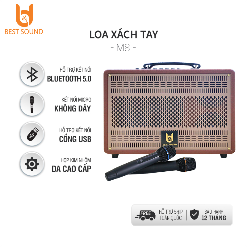 Loa bluetooth cao cấp,loa karaoke xách tay best sound m8 – công suất 480w cho âm thanh được chân thực.2 bass mạnh mẽ,uy lực.chỉnh bass,treble,echo trực tiếp trên loa.kết nối đa dạng bluetooth,usb,tf,aux...