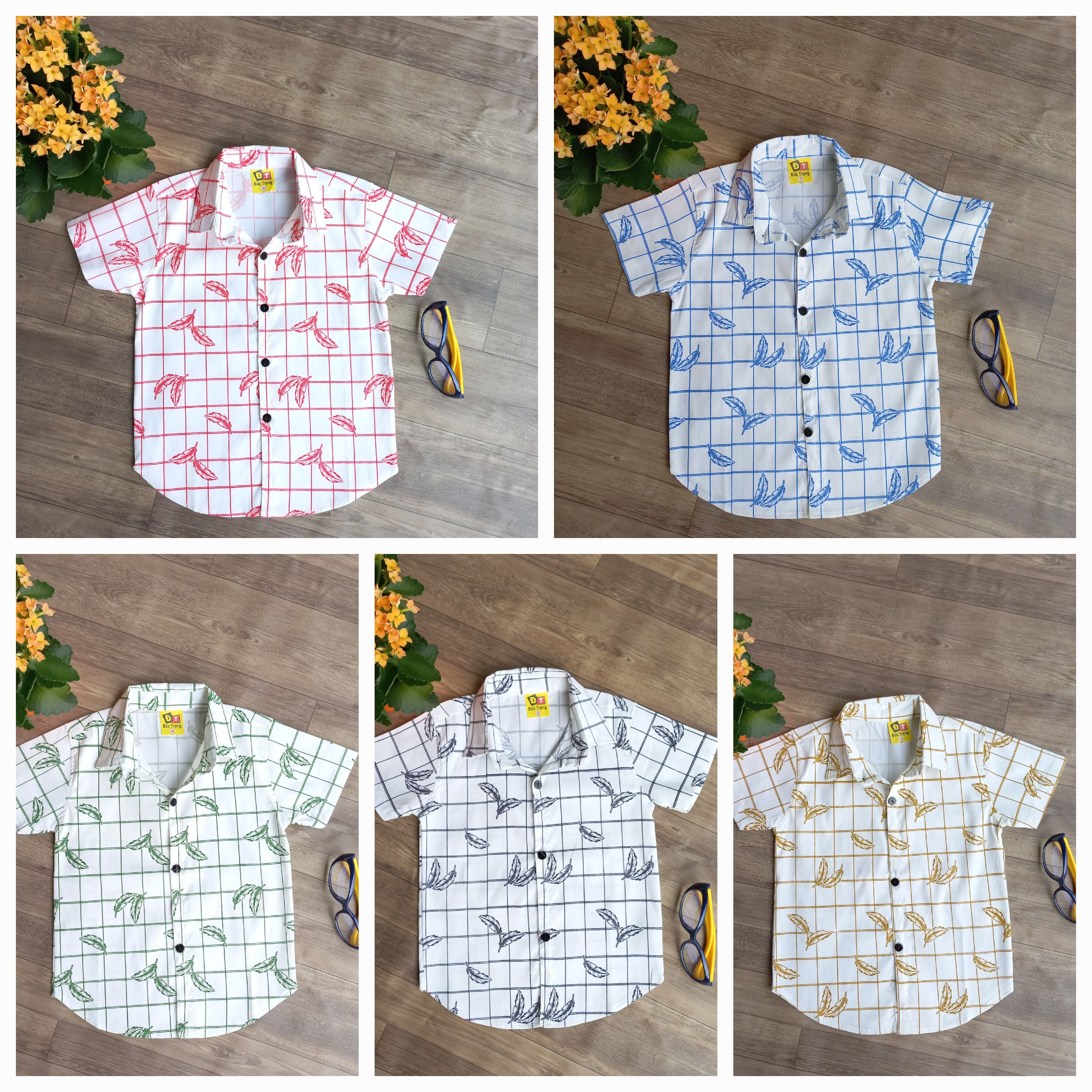 [Miễn phí vận chuyển] Áo bé trai 1-8 tuổi - Áo sơ mi có cố bé trai 8-18kg, vải kaki thun giãn nhẹ, họa tiết độc đáo. Kim shop 2020
