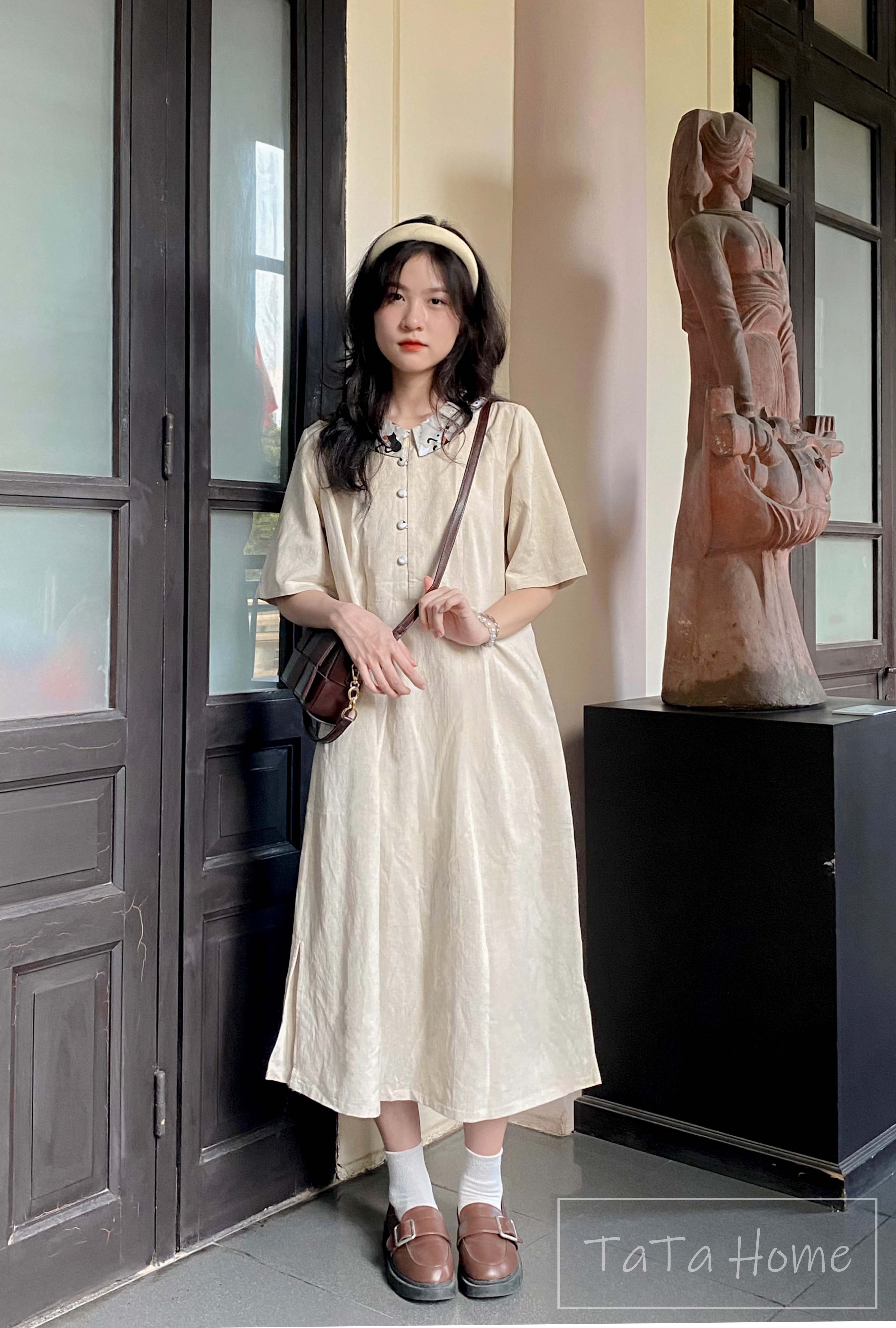 Đầm baby doll cổ tròn - đầm baby doll