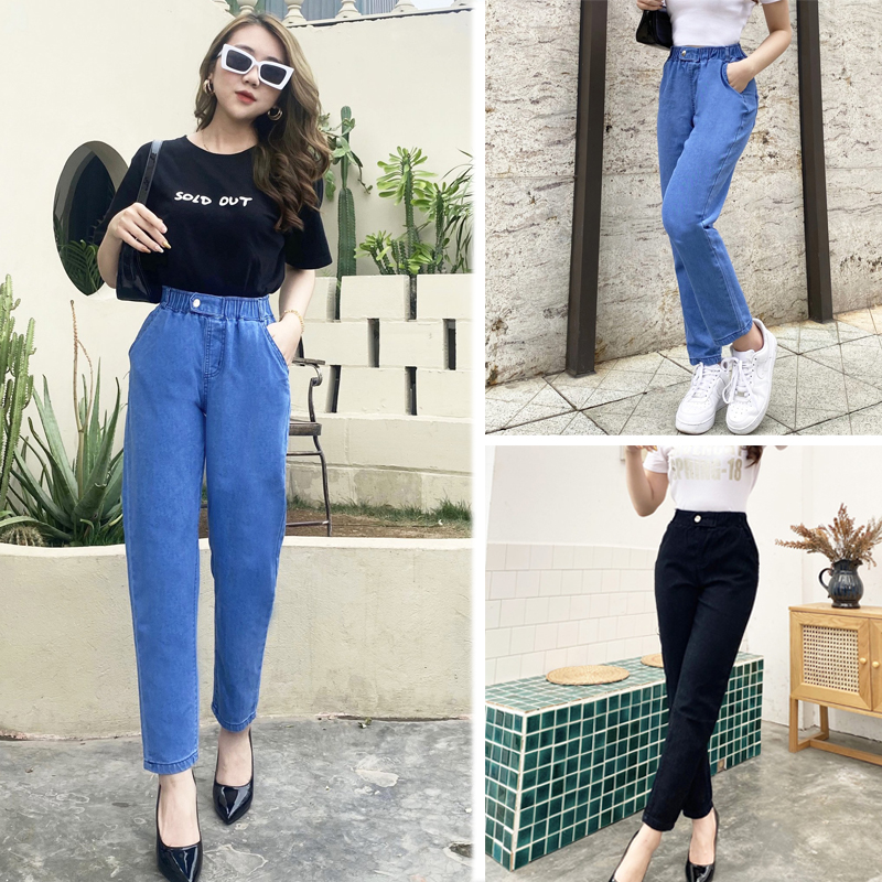 Quần jean nữ lưng thun co giãn 4 chiều kiểu dáng baggy v191