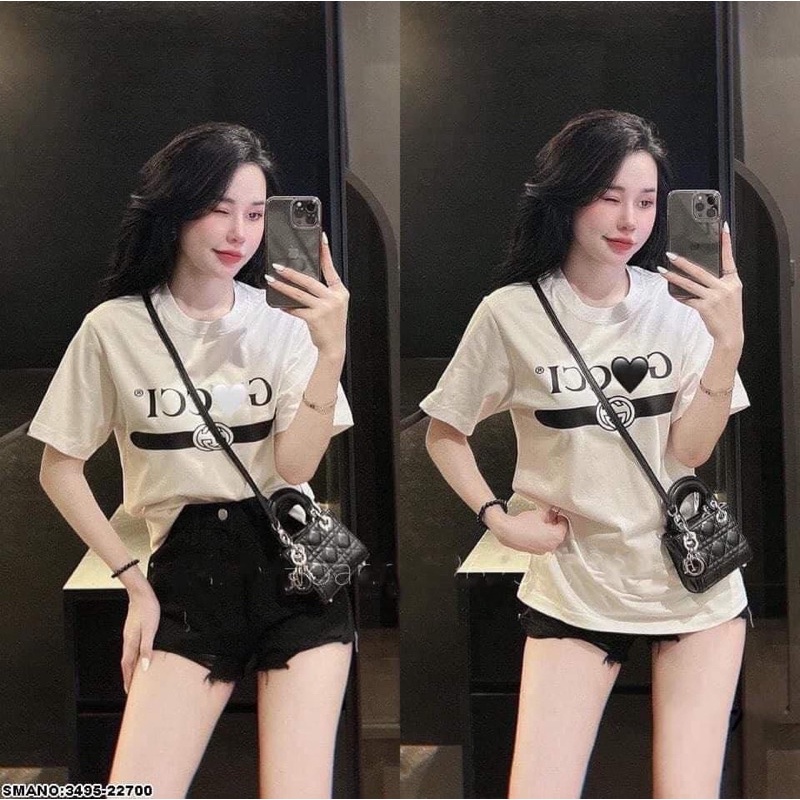 Áo phông nam nữ GG màu trắng cực hot