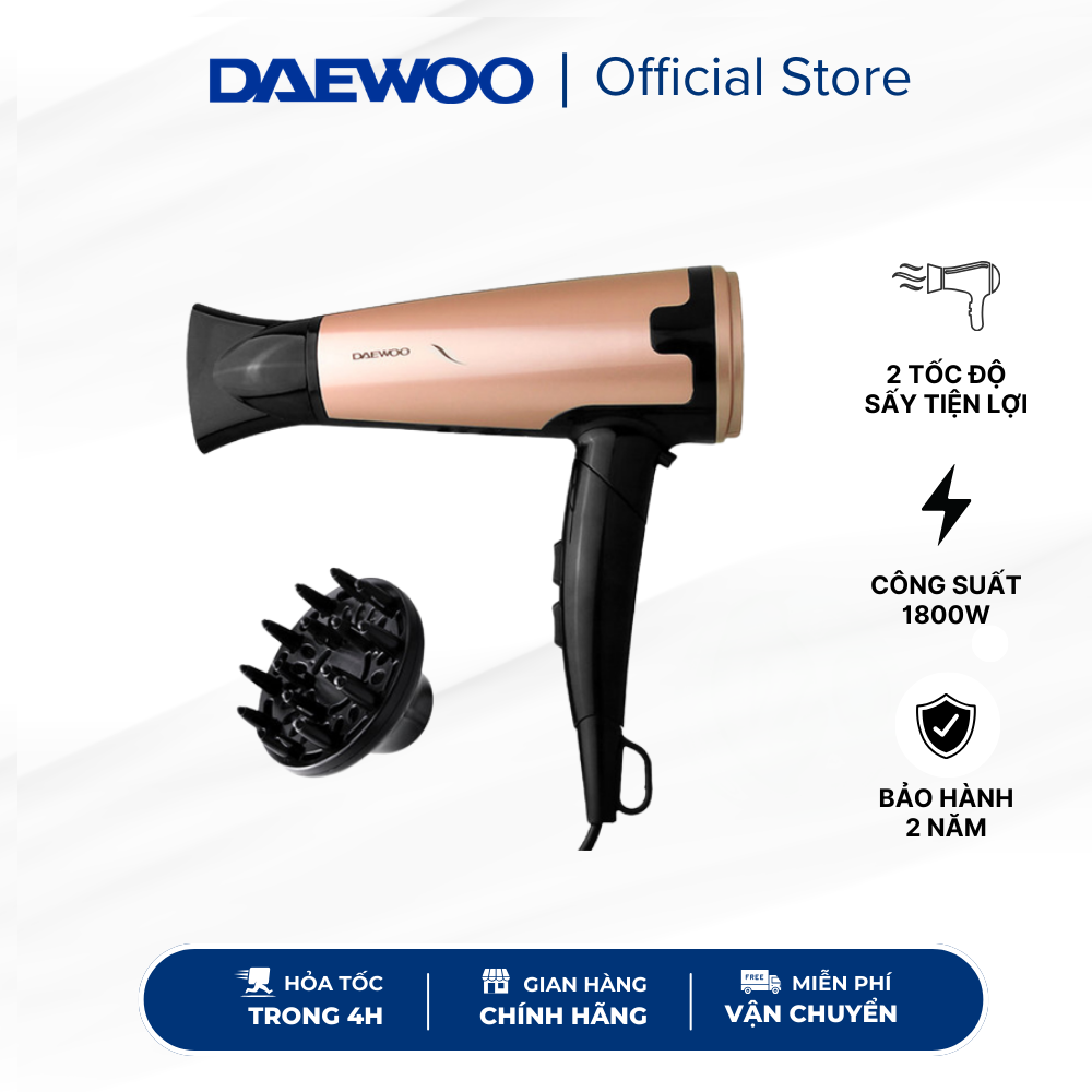 Máy sấy tóc 2 đầu sấy cao cấp daewoo ql-5923 công suất 1800w, bảo hành 12 tháng