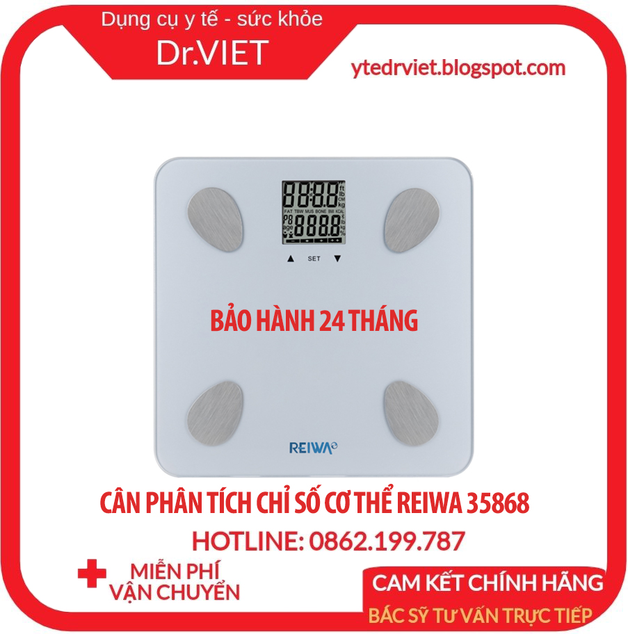 Analytical balance indicator body REIWA 35868 is equipped with intelligent sensor, have khản power analyzer BMI. Weight maximum weighing up to 180kg, is made from tempered glass for sure. Warranty 24 month