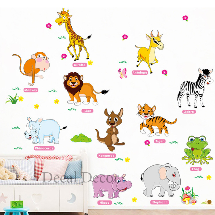 Decal trang trí dán tường hình thú cho bé - Giấy dán tường trang trí phòng cho bé - Decal trang trí nhà cửa - Kid sizes