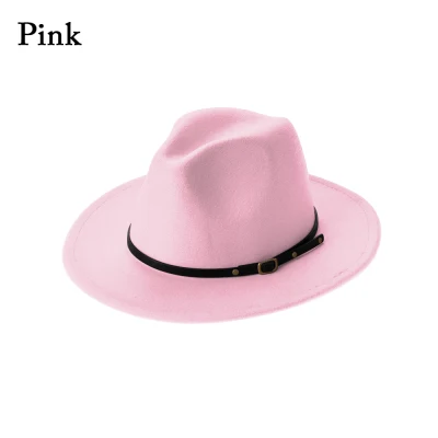 DOYOURS Vintage with Belt Buckle Wide Brim Autumn Winter Panama Jazz Hat Felt Fedora Hats Outback Hat Cowboy Hat (3)