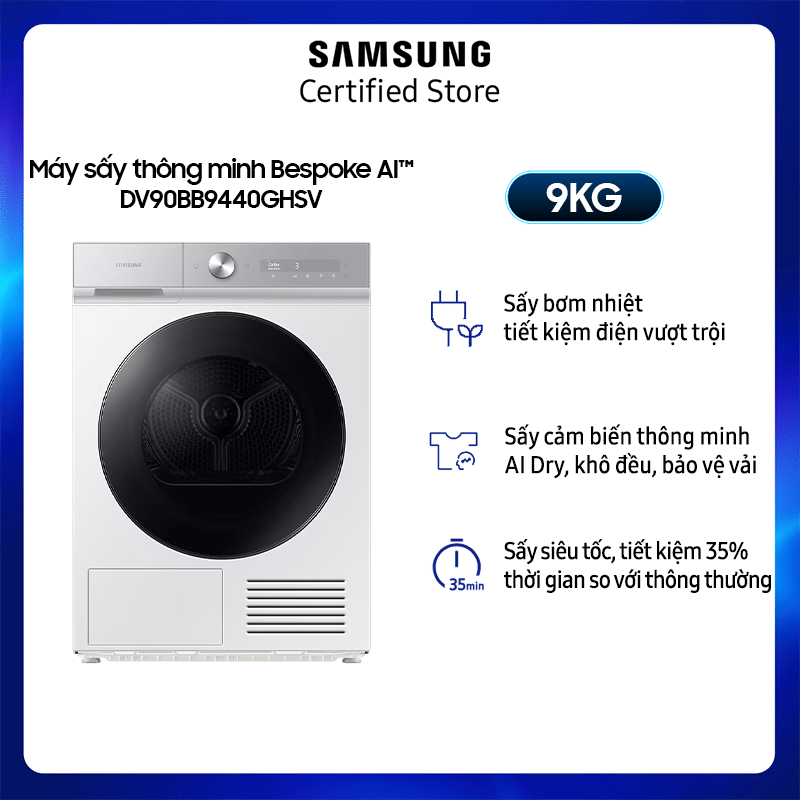 Máy sấy bespoke ai™ ai hdry samsung 9kg dv90bb9440ghsv