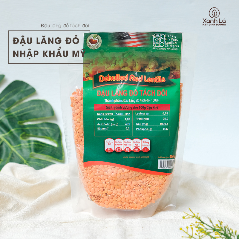 Đậu lăng đỏ không biến đổi gen Xanh Lá nhập khẩu Mỹ cho bé ăn dặm, nấu cháo, ăn kiêng