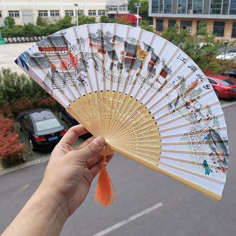 Quạt cổ phong dây tuyến mẫu nhà cổ loại 2  đồ cổ trang trung quốc cổ phong cổ đại cầm tay