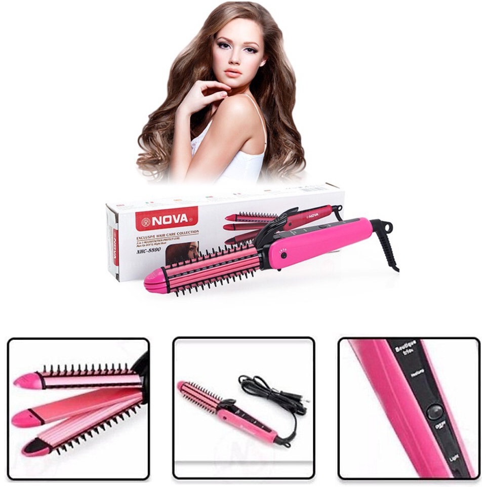 Máy uốn tóc chính hãng USA Máy là ép duỗi tóc mini 3 in 1 đa năng làm tóc thẳng, xoăn, cụp , uốn tóc giá rẻ , tạo kiểu tóc chuyên nghiệp tại nhà nội địa trung - may lam toc - may la toc