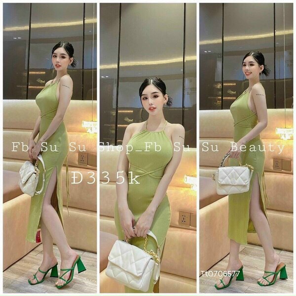 Đầm thun body dáng dài cổ yếm cột dây kiểu xẻ tà siêu gợi cảm, đầm body sexy cổ yếm xẻ tà khoe dáng cực xinh quyến rũ sang chảnh, đầm yếm có mút ngực chất thun gân mtb