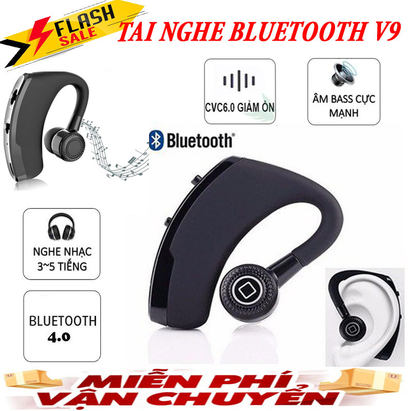 Tai Nghe Bluetooth 4.0 V9 - Tai Nghe ĐƠN Nhét Tai Không Dây - Tai Nghe Chống Ồn - Âm Thanh Trong Trẻo - Kết Nối Nhanh Với Hầu Hết Các Loại Điện Thoại Thiết Bị Bluetooth - BH 1 Năm Bởi SD SHOP