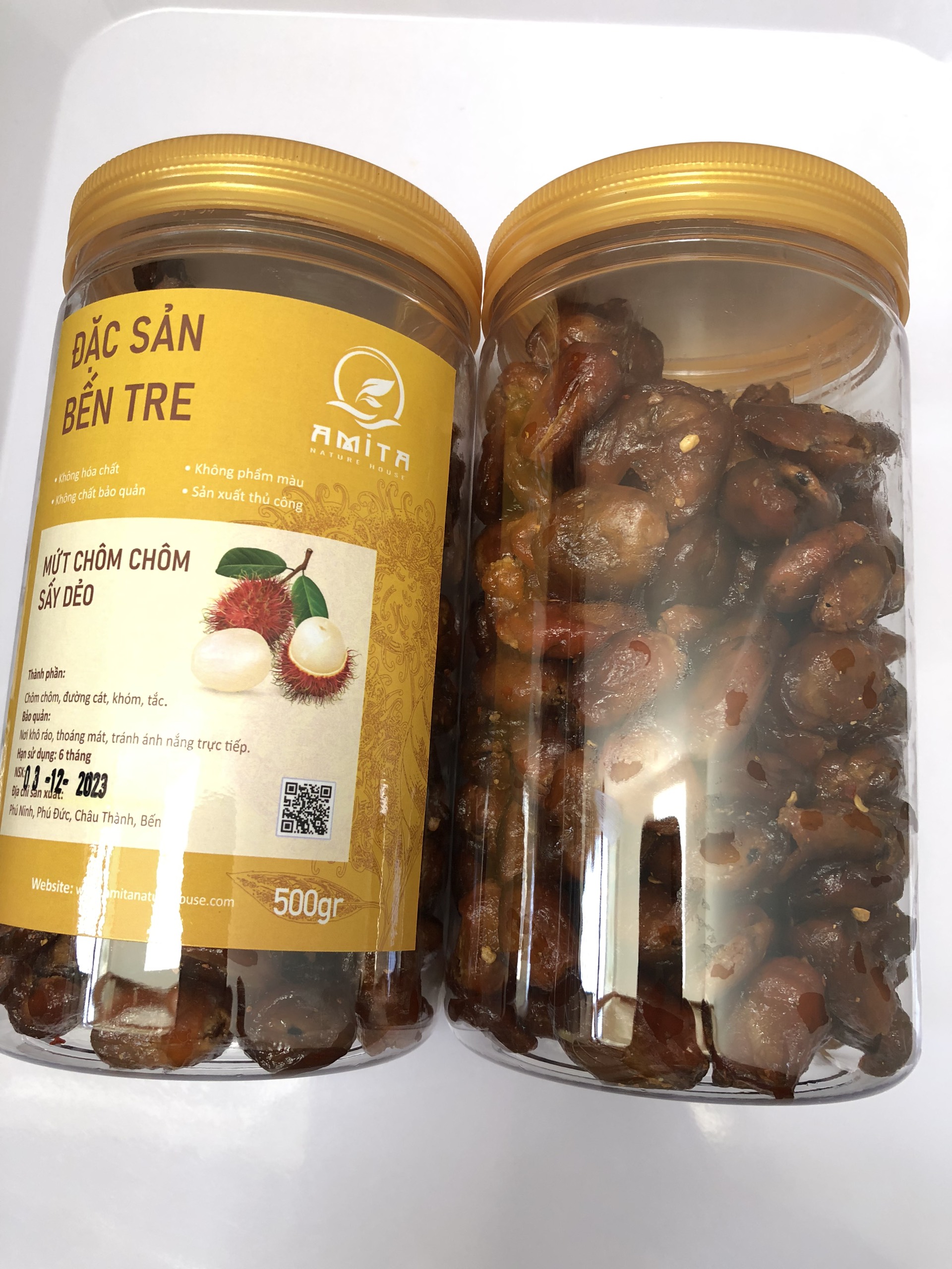 Mứt chôm chôm sấy dẻo chua ngọt tách hạt,handmade,đặc sản Bến Tre 500gr,Amita nature house