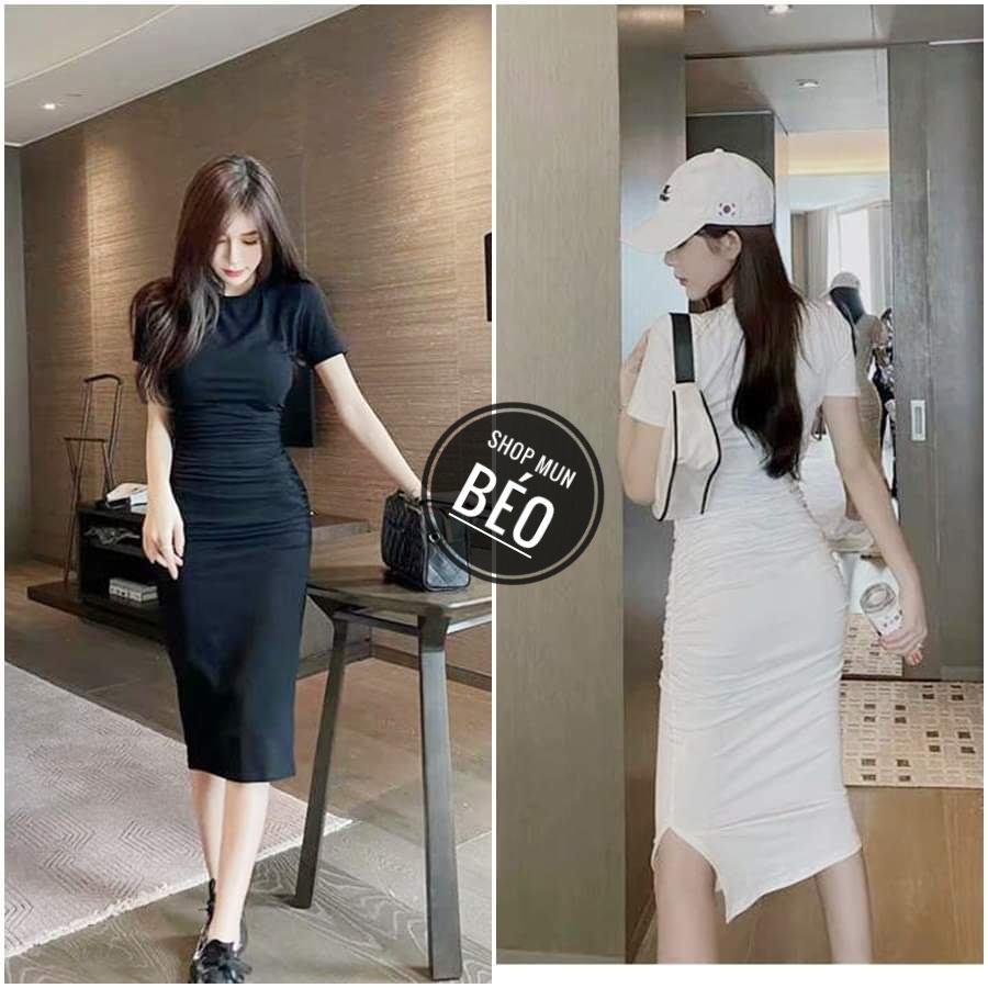 [MẪU MỚI] Đầm Body Nhún Sườn Tay Ngắn Thun Lazzon Thích Hợp Mặc Đi Tiệc Đi Làm Đi Chơi Phù Hợp Với Mọi Phong Cách