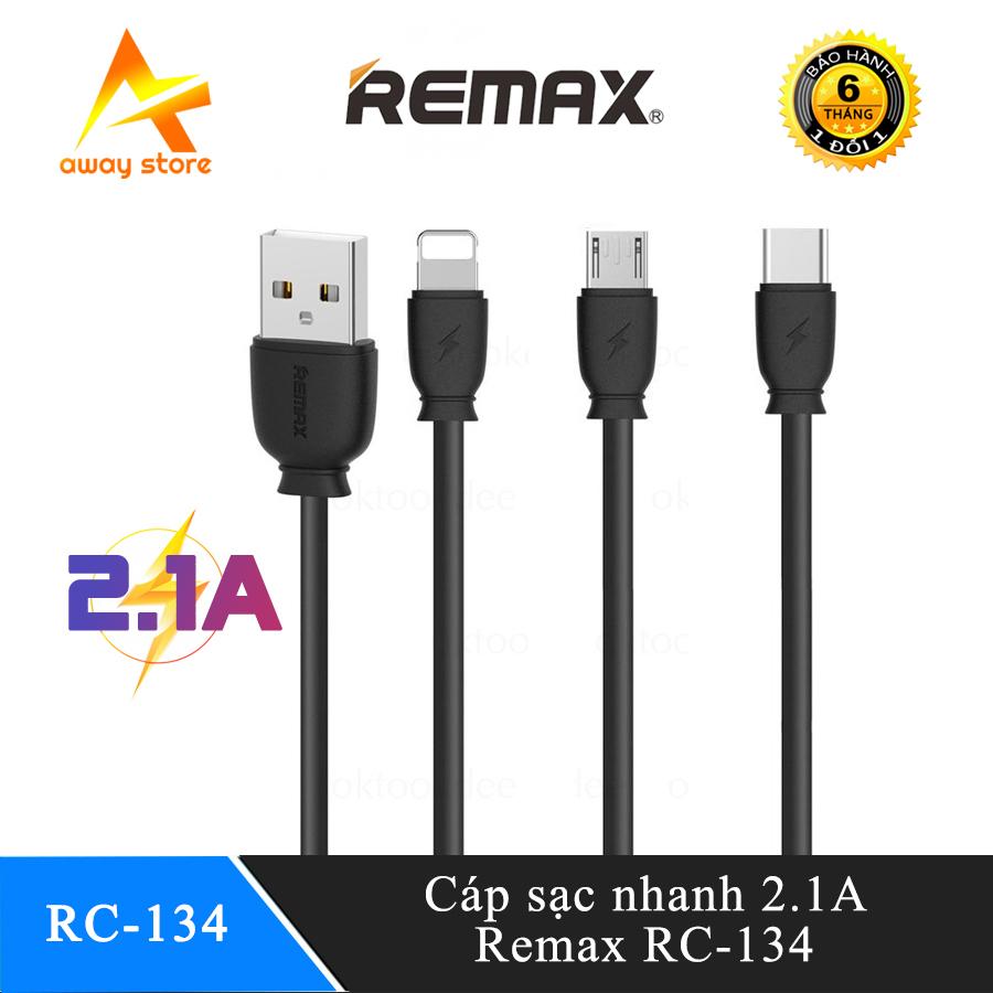 Cáp sạc nhanh Remax RC-134m Cổng MicroUSB cho các dòng điện thoại Androids  - Dài 1 mét - Max 5V-2.1A, thiết kế đơn giản, thông dụng, dễ sử dụng