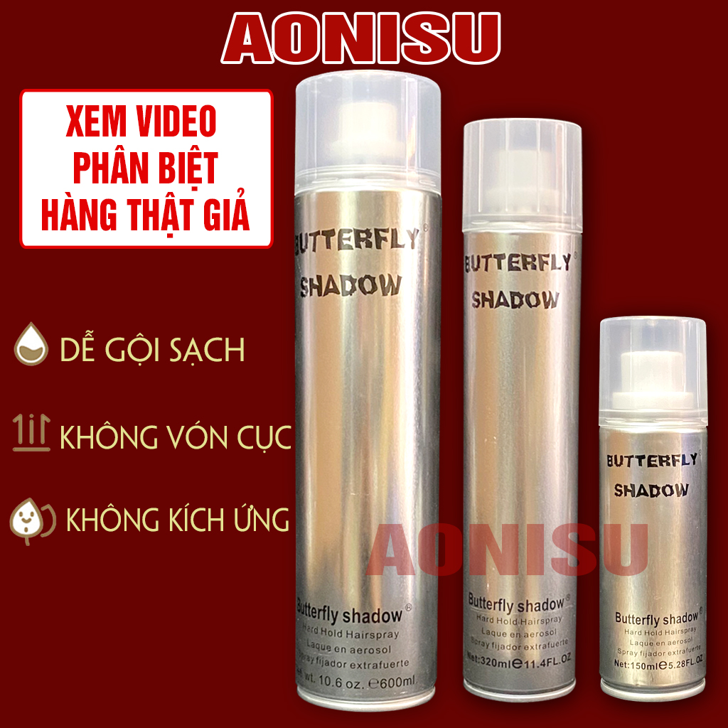 Gôm xịt tóc buttrerfly shadow 600ml / 320ml - gôm xịt tóc tạo kiểu nam và nữ, keo xịt tóc giữ nếp lâu dài aonisu