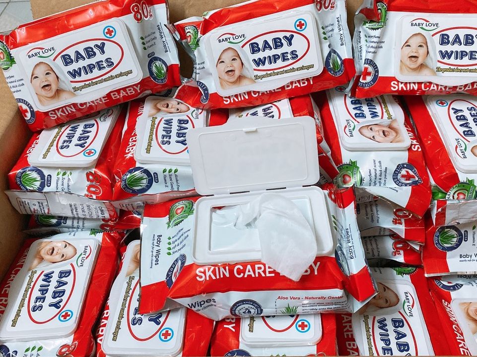 Gói khăn giấy ướt baby wipes bịch 80g