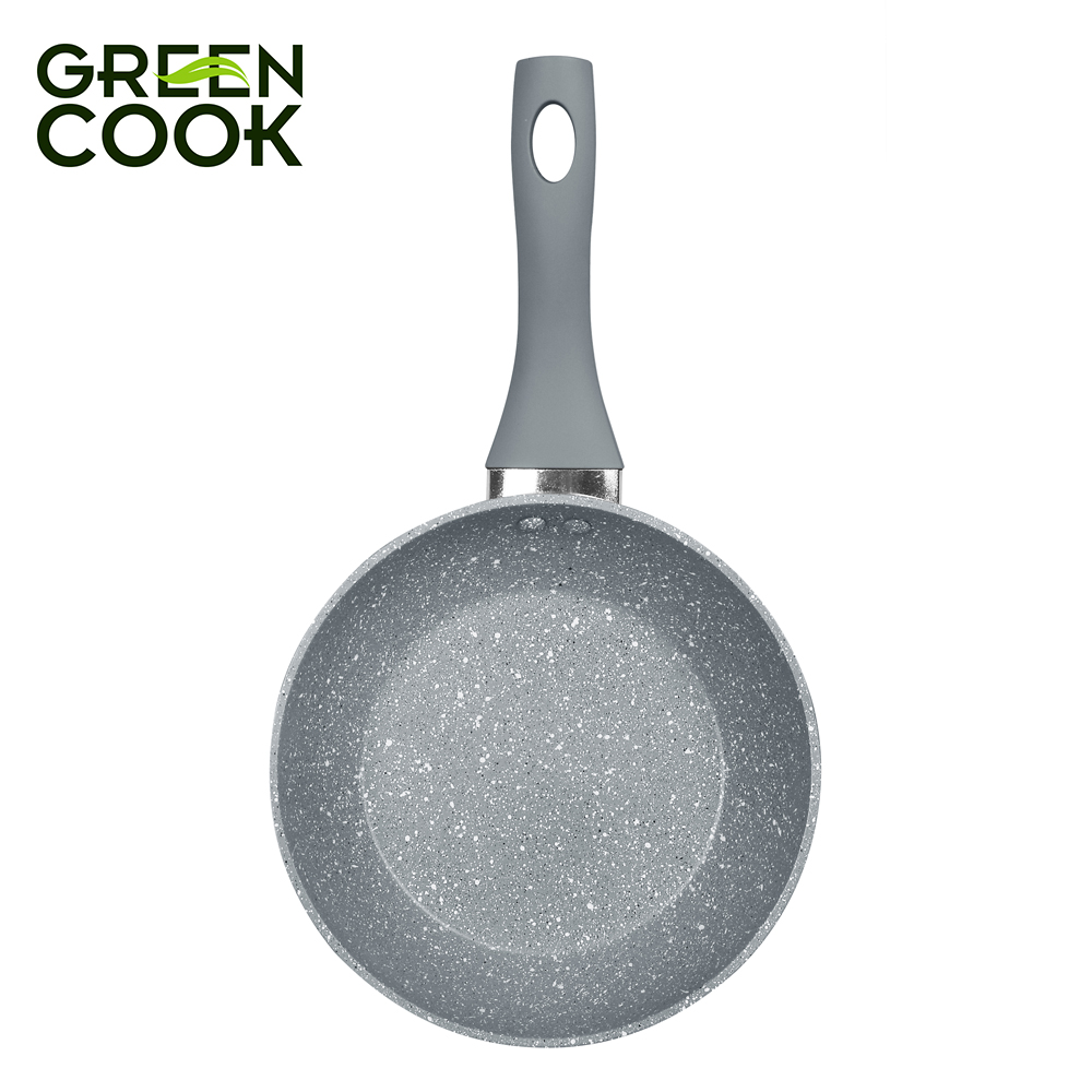 Chảo đáy từ vân đá chống dính GREEN COOK GCP02-24IH 24 cm tay cầm chịu nhiệt - Hàng chính