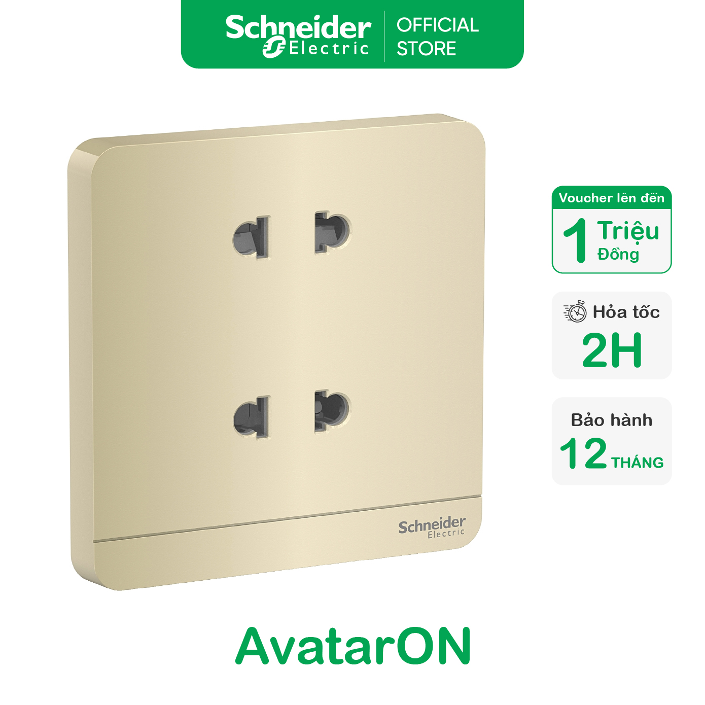 Bộ ổ cắm đôi hai chấu - 250vac - 10a - trắng/ vàng ánh kim - schneider electric - e83426u2_we_g19 e83426u2_wg_g19