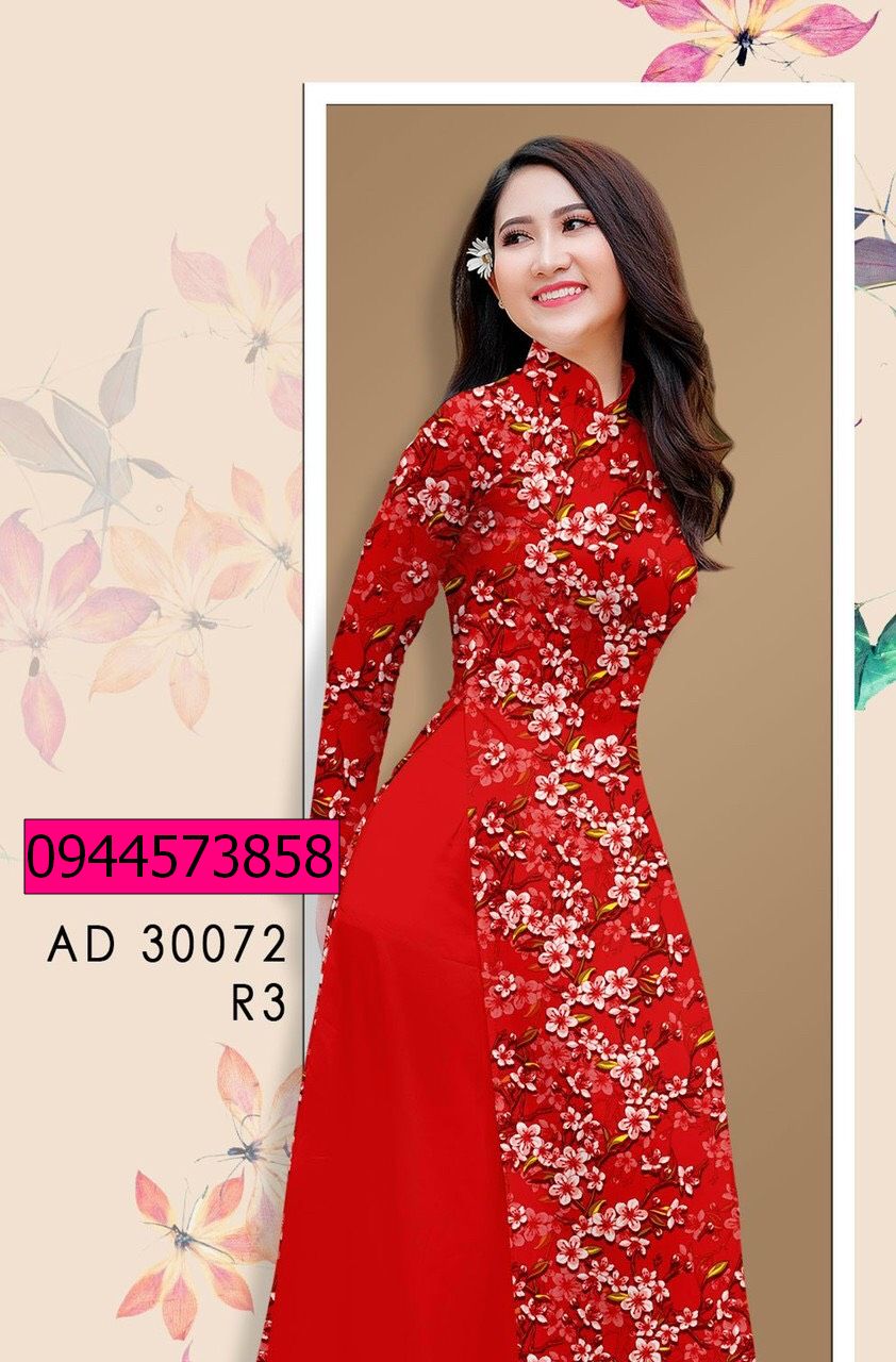 Lâm Hiền- Vải áo dài tằm ý in bông nhí kèm quần cùng chất áo AD30072