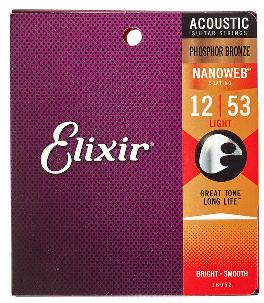 Bộ dây đàn elixir acoustic guitar strings phosphor bronze with nanoweb light 12-53