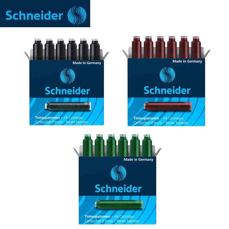 Schneider Fountain Pen Ink Cartridges Refills Black Blue Green Red