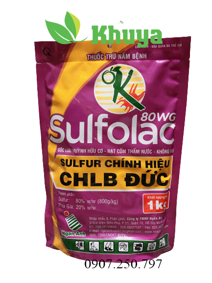 Thuốc trừ nấm bệnh Ok Sulfolac 80WG gói 1kg gốc Lưu Huỳnh Hữu Cơ